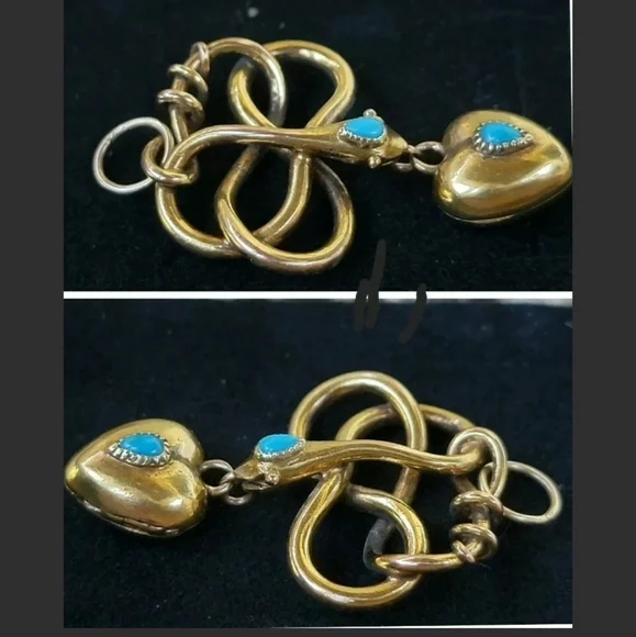 Antique Victorian 18K Gold  Snake Heart Locket Pendant-Estate Jewelry - Picture 7 of 12